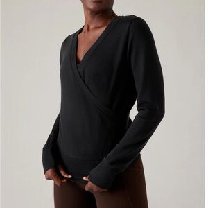 Athleta Black Women's V-Neck Wrap Blouse